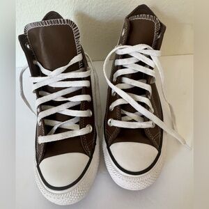 Converse Chuck Taylor Brown Synthetic Leather High-Top Sneakers SZ 6.5
